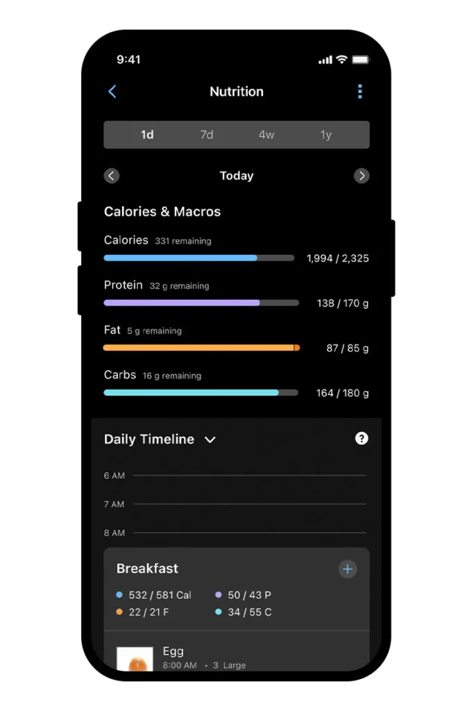 Garmin Connect+訂閱方案 營養追蹤功能